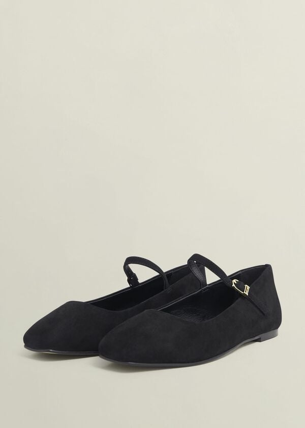Hobbs Suede Chrissy Mary Janes Black