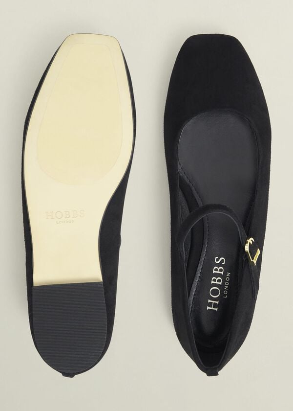 Hobbs Suede Chrissy Mary Janes Black
