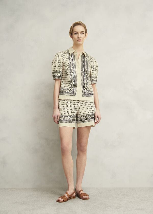 Hobbs Suri Shirt Cream Navy