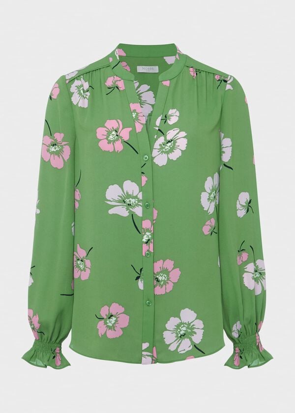 Hobbs Sutton Blouse Pea Green Multi