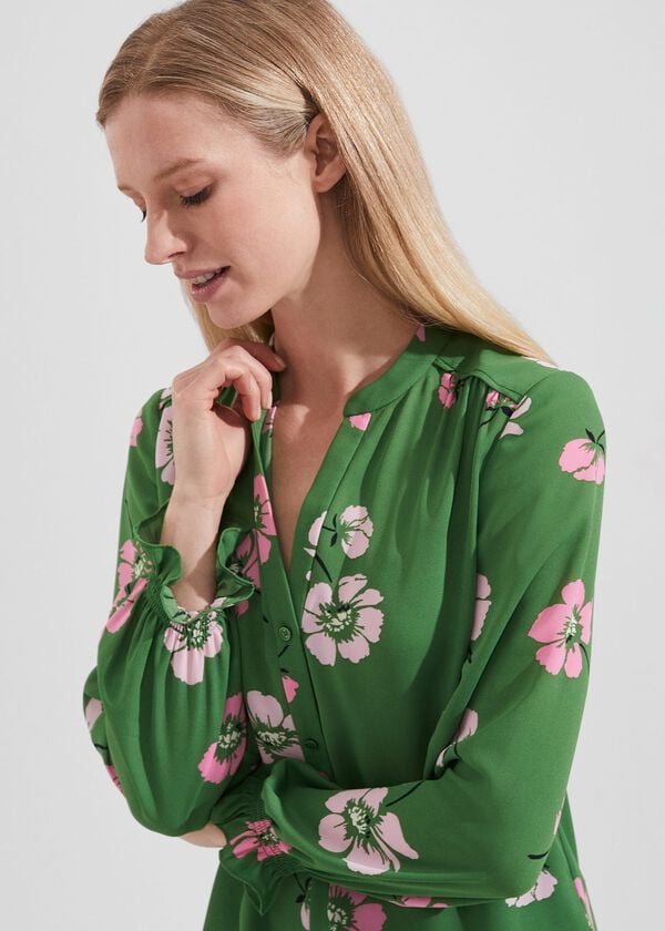 Hobbs Sutton Blouse Pea Green Multi