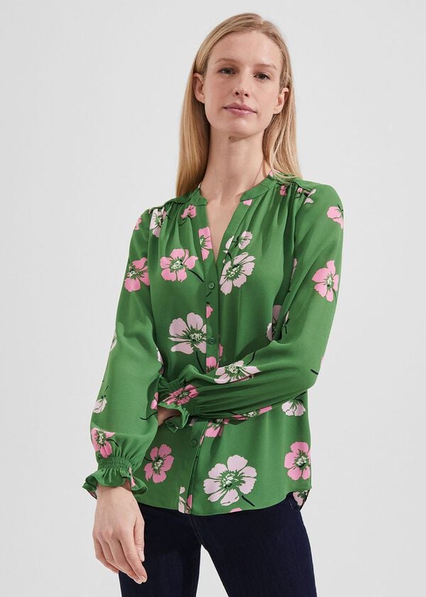 hobbs Sutton Blouse Pea Green Multi