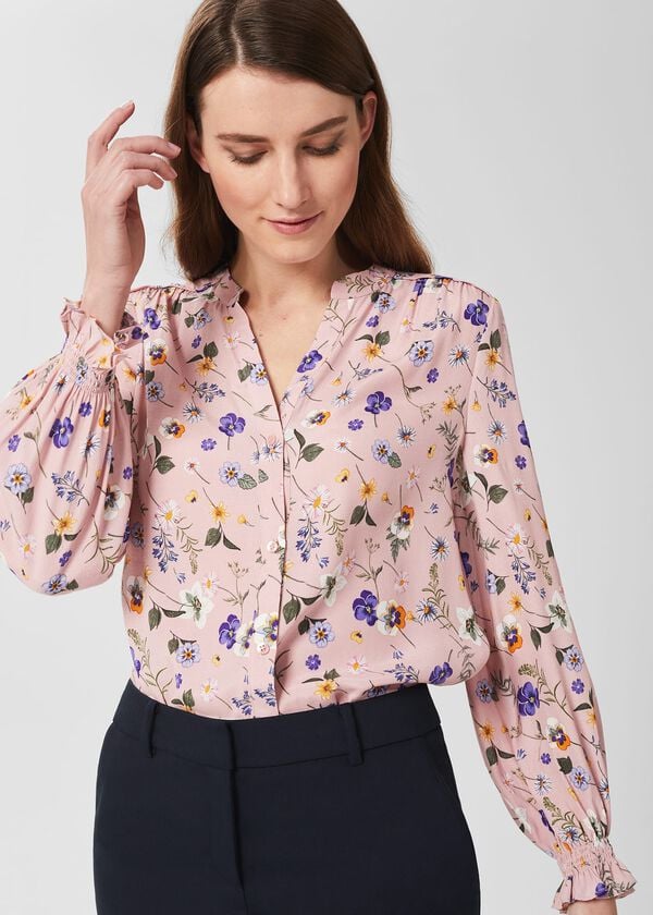 Hobbs Sutton Floral Blouse Pink Multi