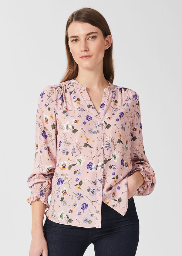 hobbs Sutton Floral Blouse Pink Multi