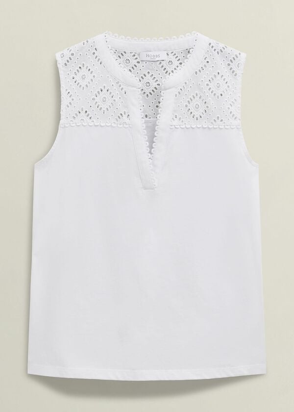 Hobbs Suzanna Cotton Broderie Top Hobbs White
