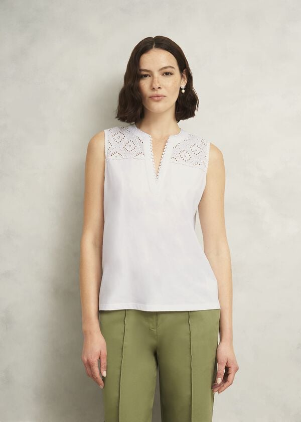hobbs Suzanna Cotton Broderie Top Hobbs White