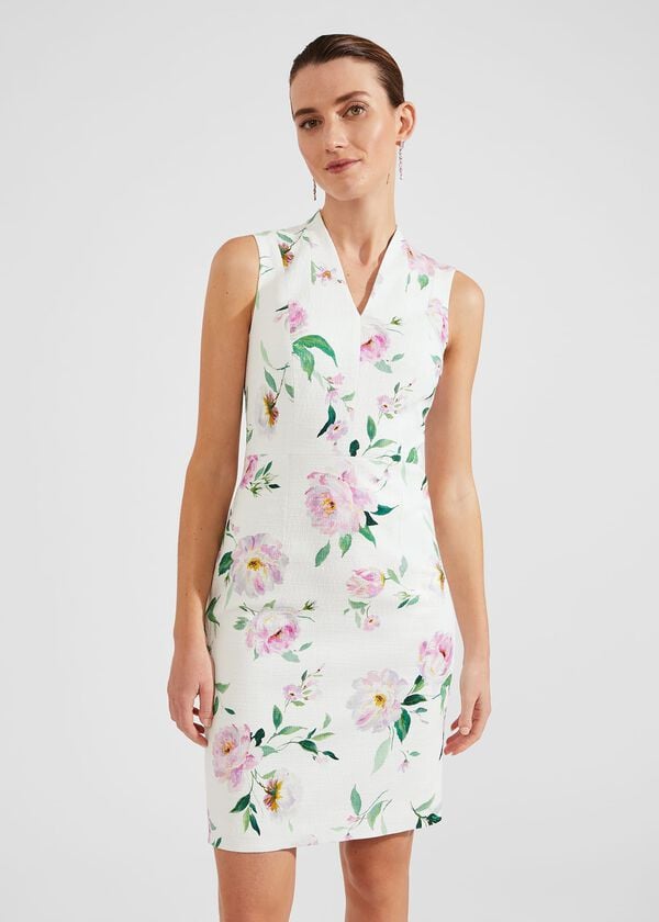 Hobbs Suzanna Tweed Dress Ivory Multi
