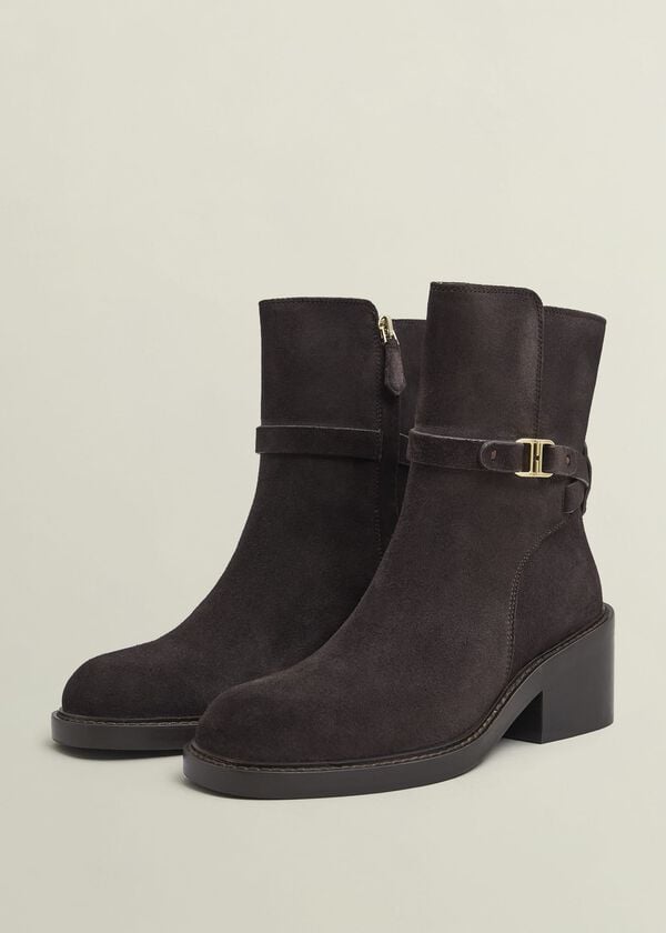 Hobbs Sydney Suede Ankle Boots Chocolate Brown