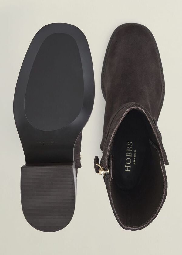 Hobbs Sydney Suede Ankle Boots Chocolate Brown