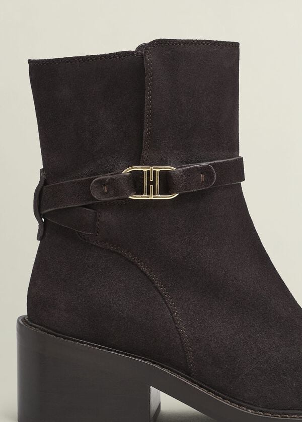 Hobbs Sydney Suede Ankle Boots Chocolate Brown