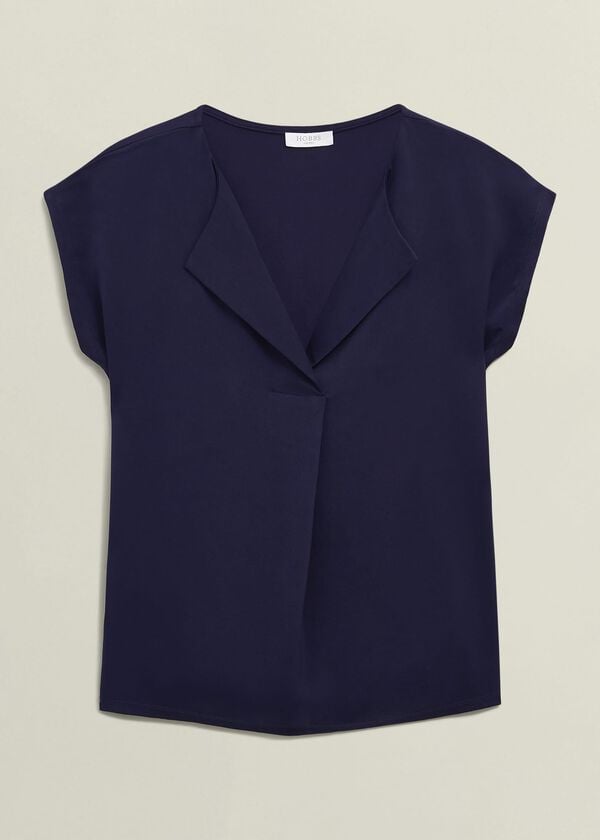 Hobbs Sylvie Satin Front Top True Navy