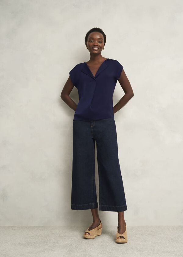 hobbs Sylvie Satin Front Top True Navy