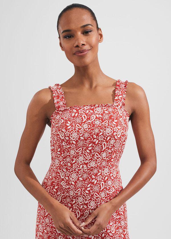 Hobbs Tabitha Dress Clay Red Ivory