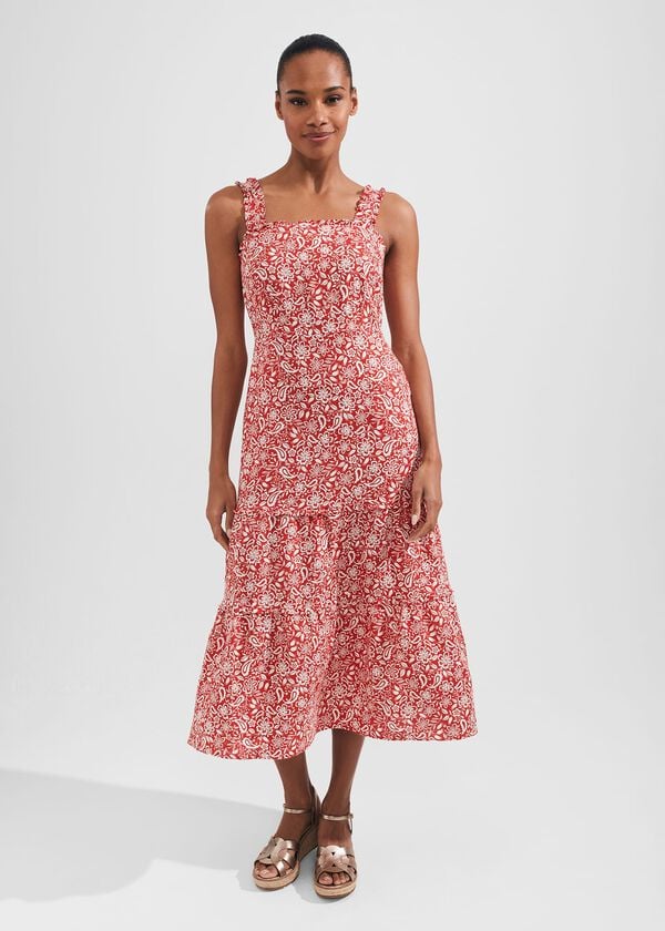 hobbs Tabitha Dress Clay Red Ivory