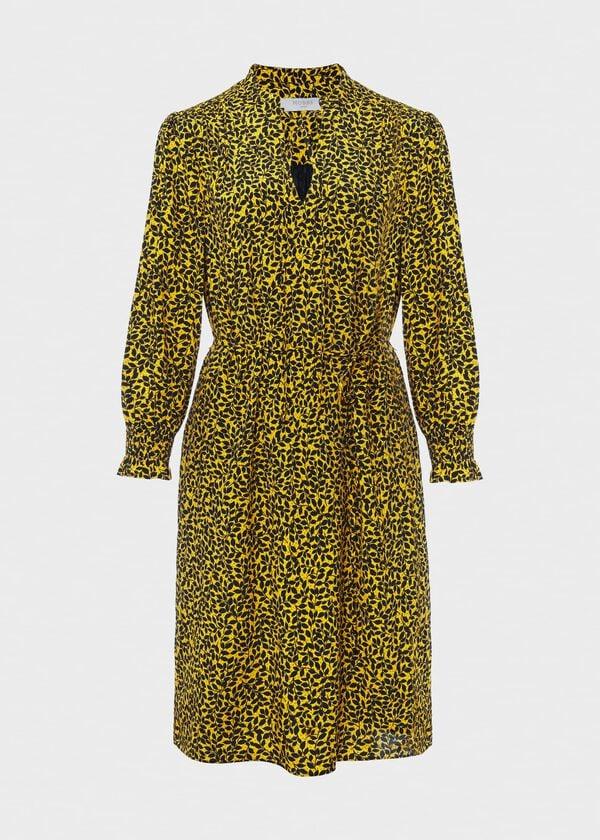 Hobbs Tafara Tunic Dress Chartreuse Navy