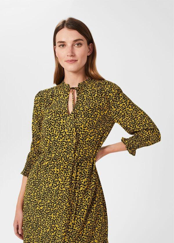 Hobbs Tafara Tunic Dress Chartreuse Navy