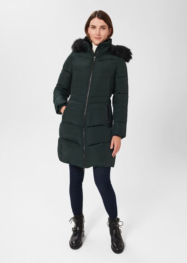 hobbs Tali Puffer With Hood Dark Ivy Green