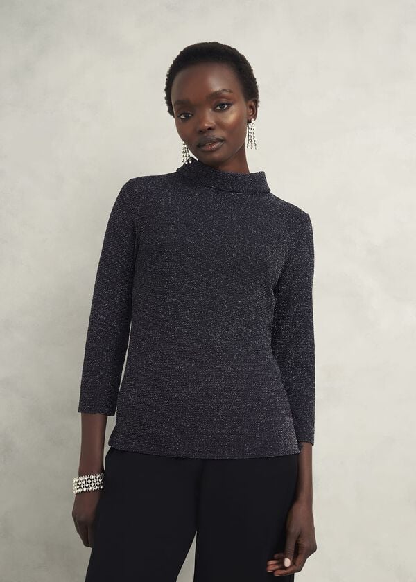 hobbs Tali Sparkle Top Black Silver