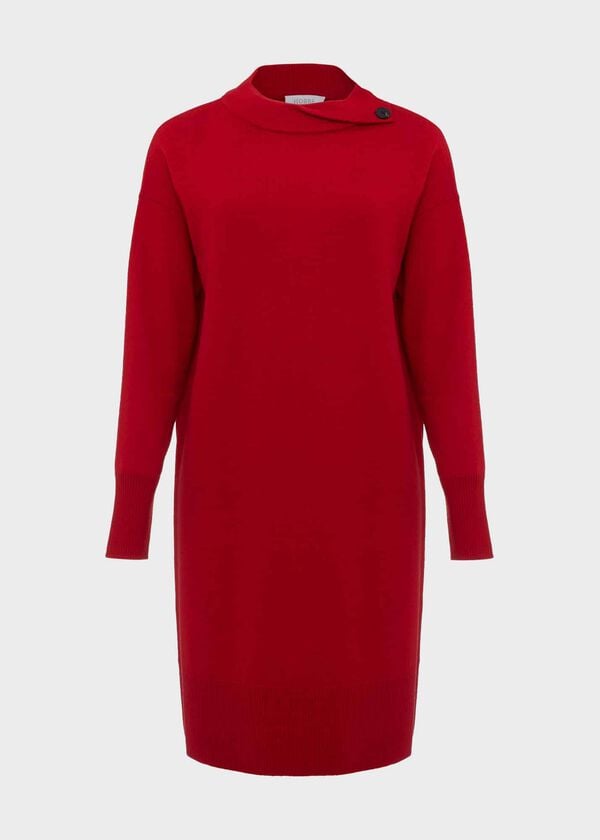 Hobbs Talia Knitted Dress With Cashmere True Red