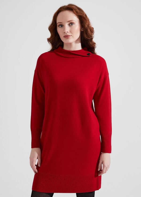 hobbs Talia Knitted Dress With Cashmere True Red