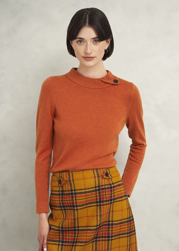 hobbs Talia Wool Cashmere Jumper Topaz Orange