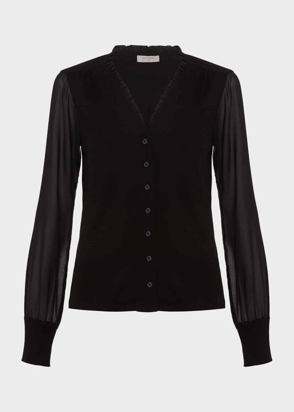 Hobbs Talisa Frill Neck Top Black
