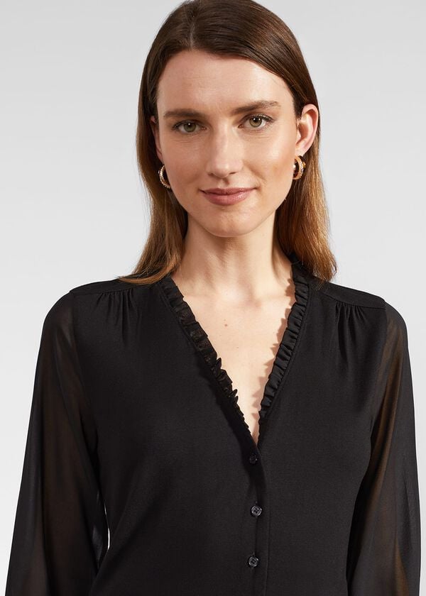 Hobbs Talisa Frill Neck Top Black