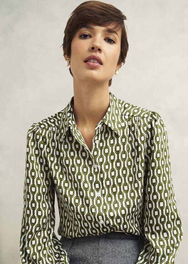 Hobbs Tallie Shirt Ivory Green
