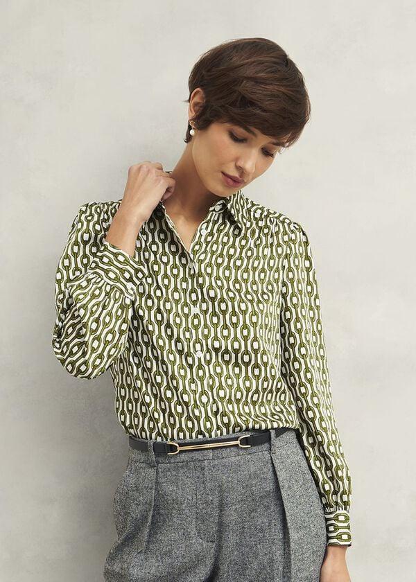 hobbs Tallie Shirt Ivory Green