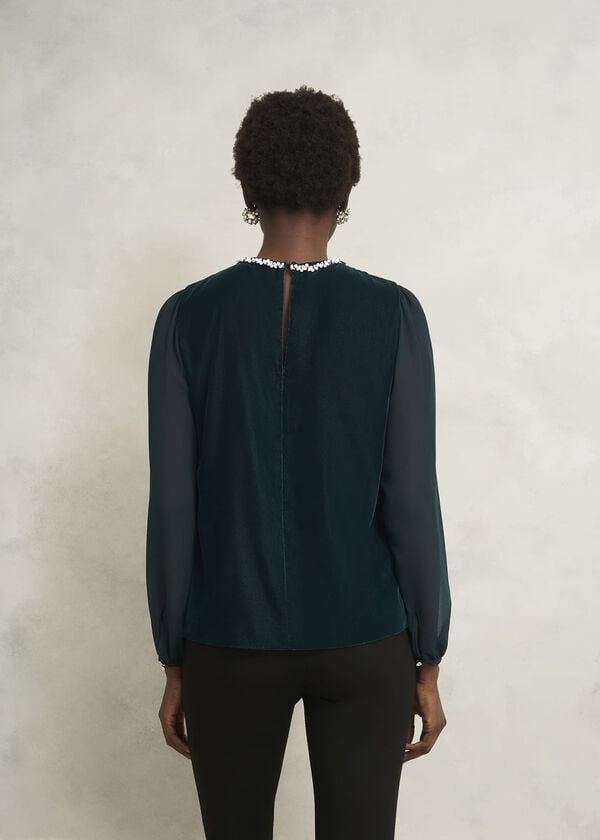 Hobbs Tallulah Velvet Top Evergreen