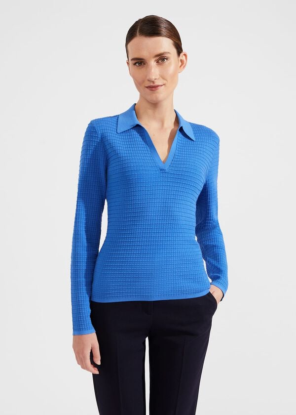 hobbs Tamara Polo Jumper Fjord Blue