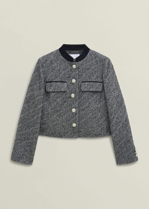 Hobbs Tammie Wool Blend Jacket Black Ivory