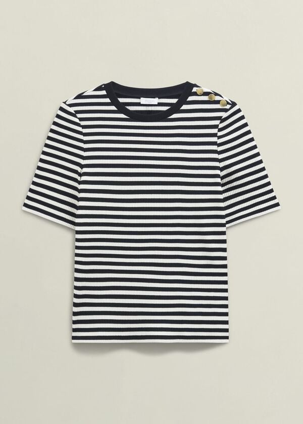 Hobbs Tamsin Stripe T-Shirt Ivory Navy