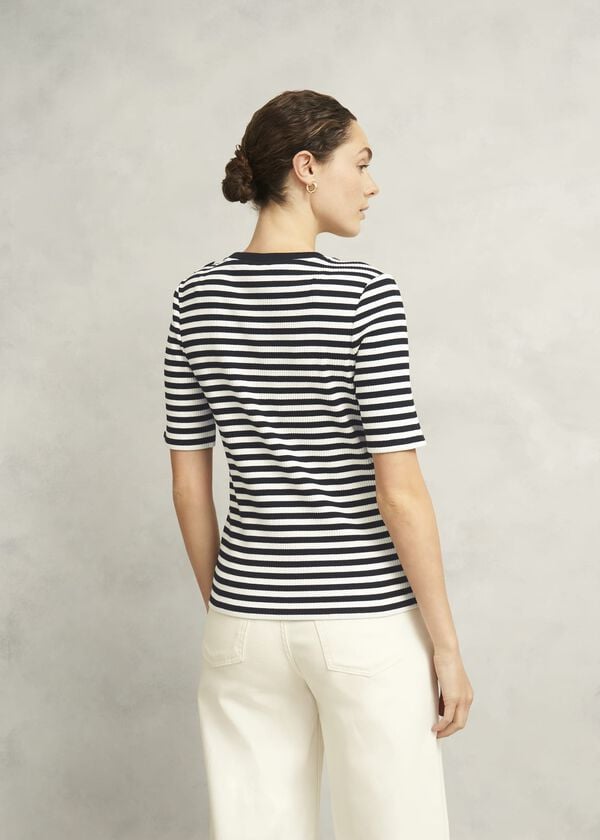 Hobbs Tamsin Stripe T-Shirt Ivory Navy