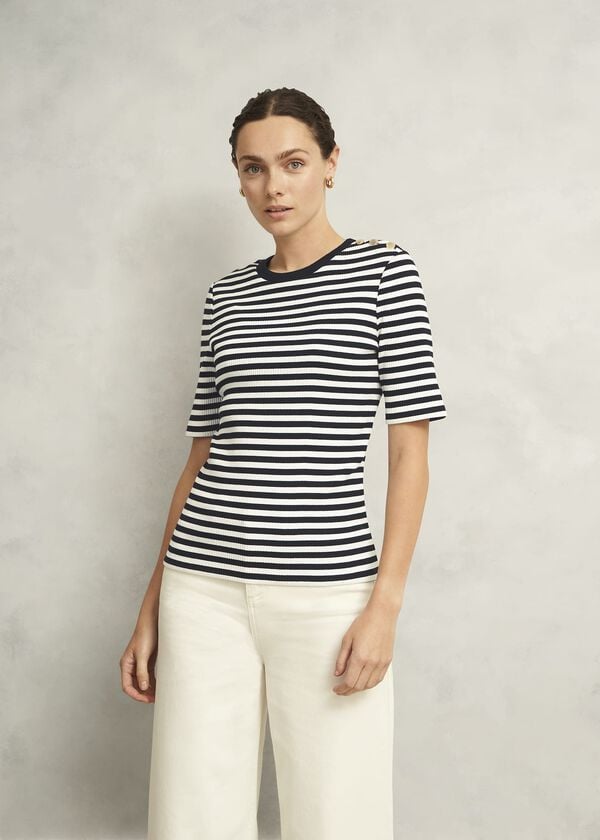 hobbs Tamsin Stripe T-Shirt Ivory Navy