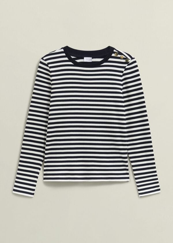 Hobbs Tamsin Striped Top Navy Ivory