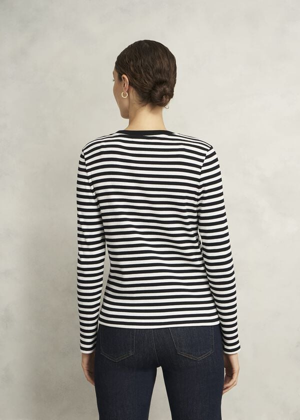 Hobbs Tamsin Striped Top Navy Ivory
