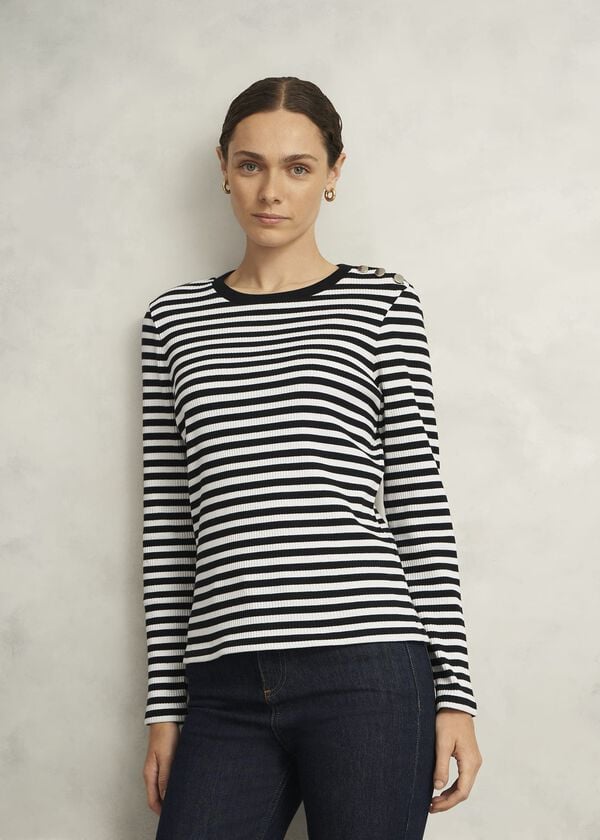hobbs Tamsin Striped Top Navy Ivory