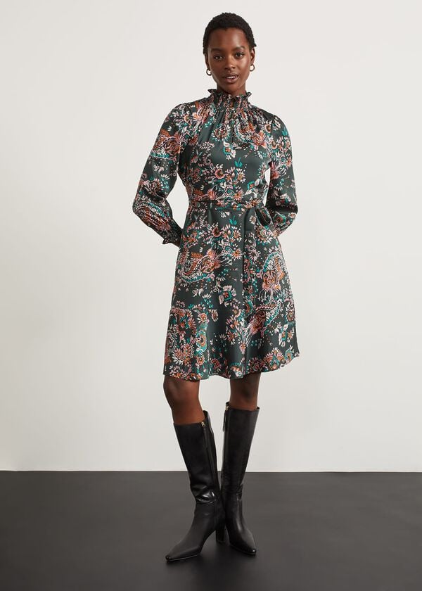 Hobbs Tate Dress Green Multi