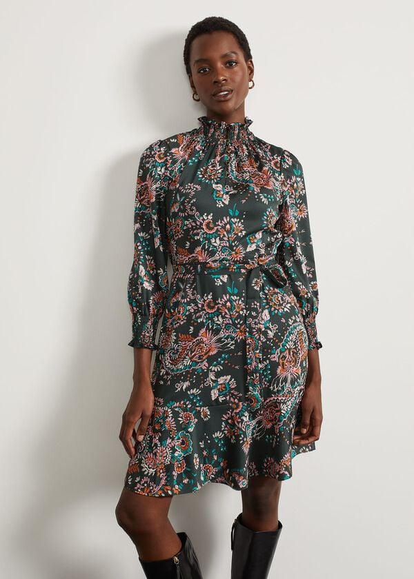 Hobbs Tate Dress Green Multi