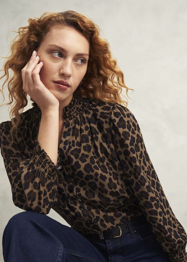 Hobbs Tatiana Blouse Camel Multi