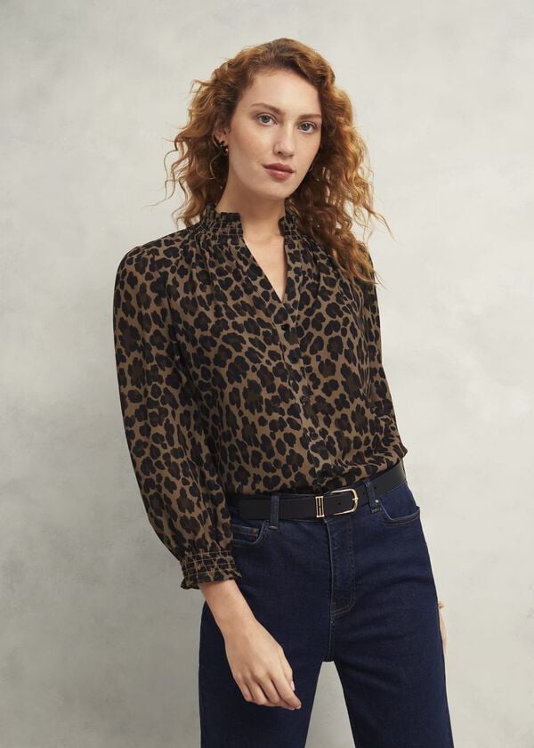 hobbs Tatiana Blouse Camel Multi