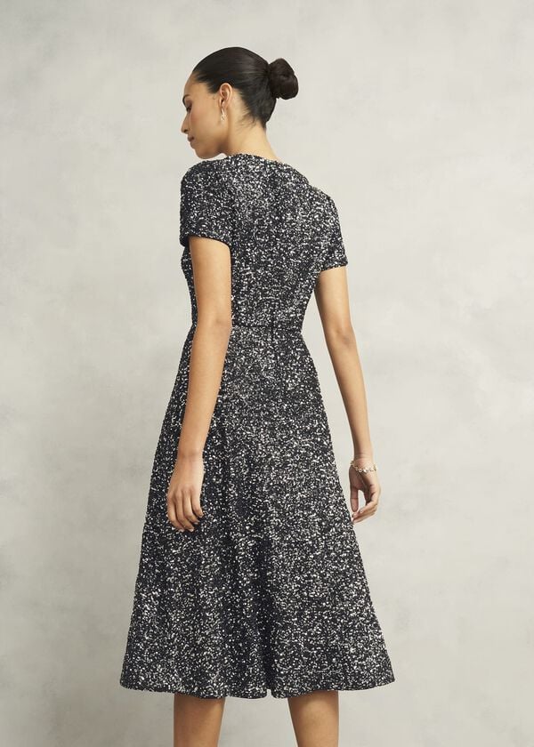 Hobbs Tatiana Sequin Dress Black Silver