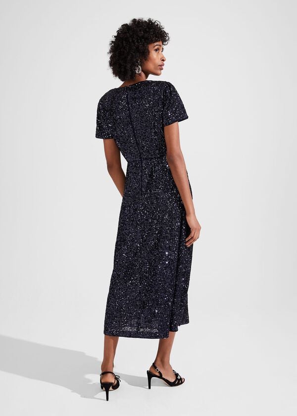 Hobbs Tatiana Sequin Dress Midnight Navy