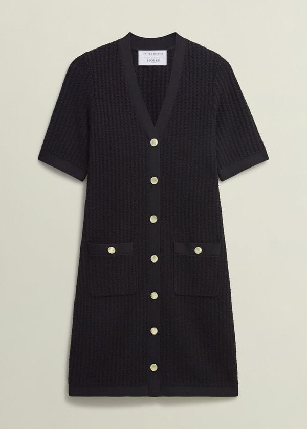 Hobbs Tatton Cotton Blend Knitted Dress Black
