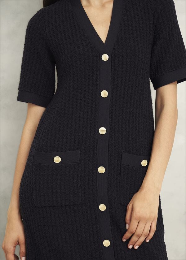 Hobbs Tatton Cotton Blend Knitted Dress Black