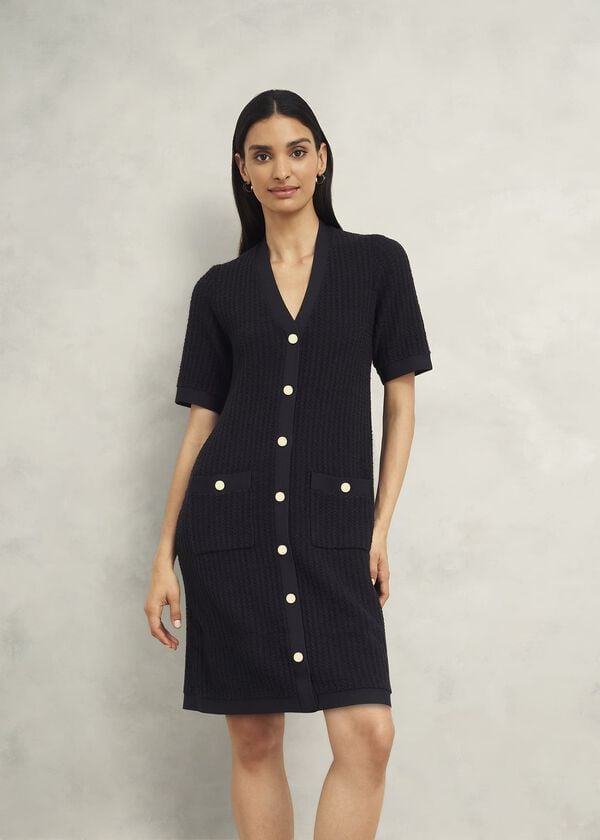 hobbs Tatton Cotton Blend Knitted Dress Black