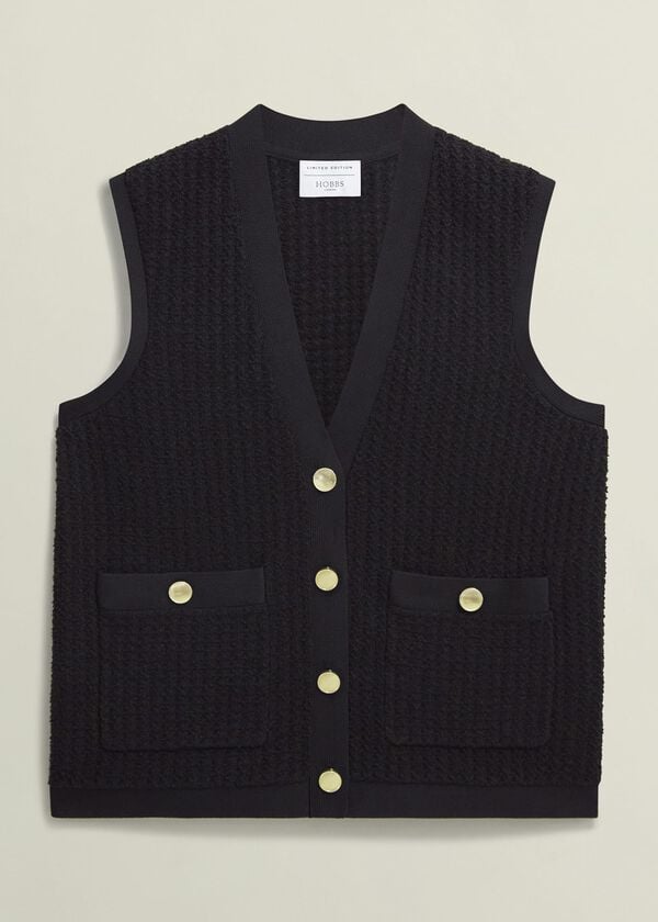 Hobbs Tatton Cotton Blend Knitted Vest Black