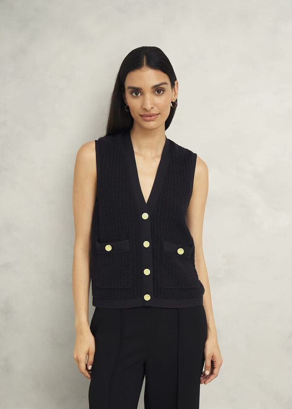Hobbs Tatton Cotton Blend Knitted Vest Black