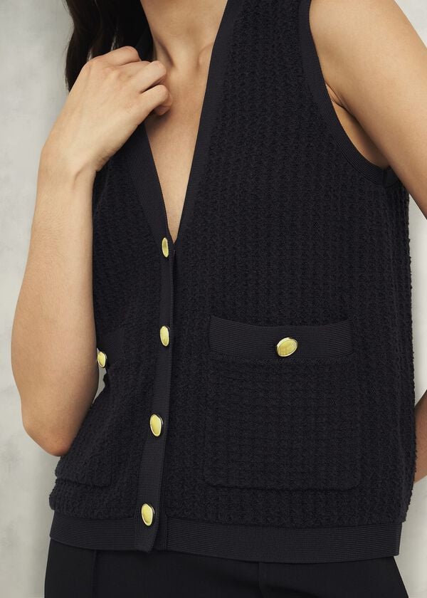Hobbs Tatton Cotton Blend Knitted Vest Black